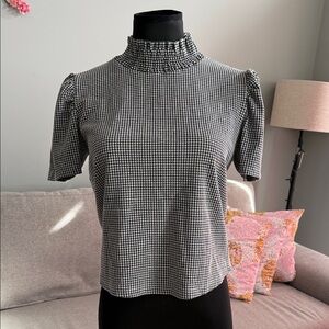 Zara Black and White Gingham Blouse